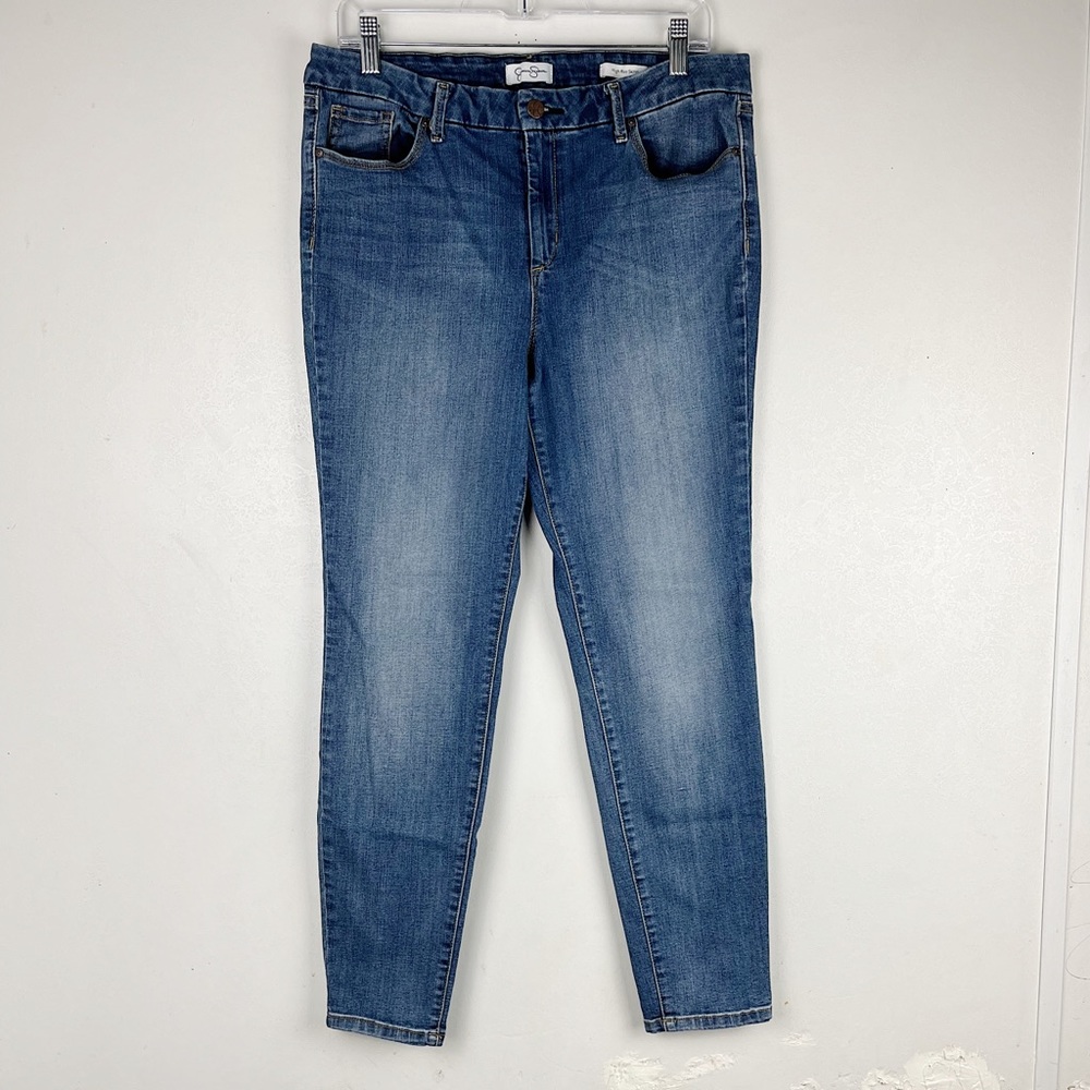 Jessica Simpson High Rise Skinny Jeans Medium Blue 14/32 Denim - Picture 2 of 13